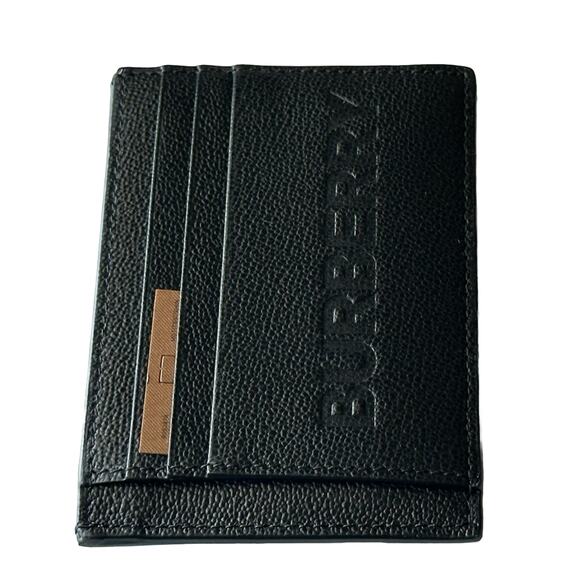 NWT $350 Burberry Logo Embossed Grained Leather Black Card Case 8052878 - Picture 2 of 8